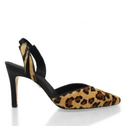 ROSANGEL 85 - Beige Print Y Negro Regina Romero Zapato Sandalia Zapatilla Tacon Alto Para Dama En Piel