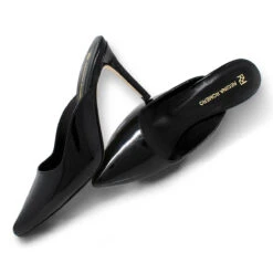 COSMO 80 - Charol Negro Regina Romero Zapato Zapatilla Tacon Alto Para Dama En Piel -Reginaromero Tienda de ventas Regina Romero zapatilla mule Cinzia charol negro piel 7