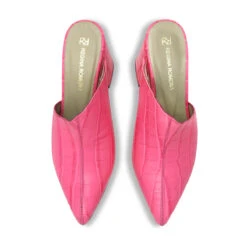 DENISE 80 - Rosa Regina Romero Zapato Zapatilla Tacon Alto Para Dama En Piel -Reginaromero Tienda de ventas Regina Romero zapatilla mule Denisse croco rosa piel 2