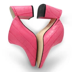 DENISE 80 - Rosa Regina Romero Zapato Zapatilla Tacon Alto Para Dama En Piel -Reginaromero Tienda de ventas Regina Romero zapatilla mule Denisse croco rosa piel 7