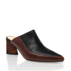 MONTE CARLO 50 - Tan Y Negro Regina Romero Zapato Zapatilla Tacon Bajo Para Dama En Piel -Reginaromero Tienda de ventas Regina Romero zapatilla mule Montecarlo cafe negro piel 3