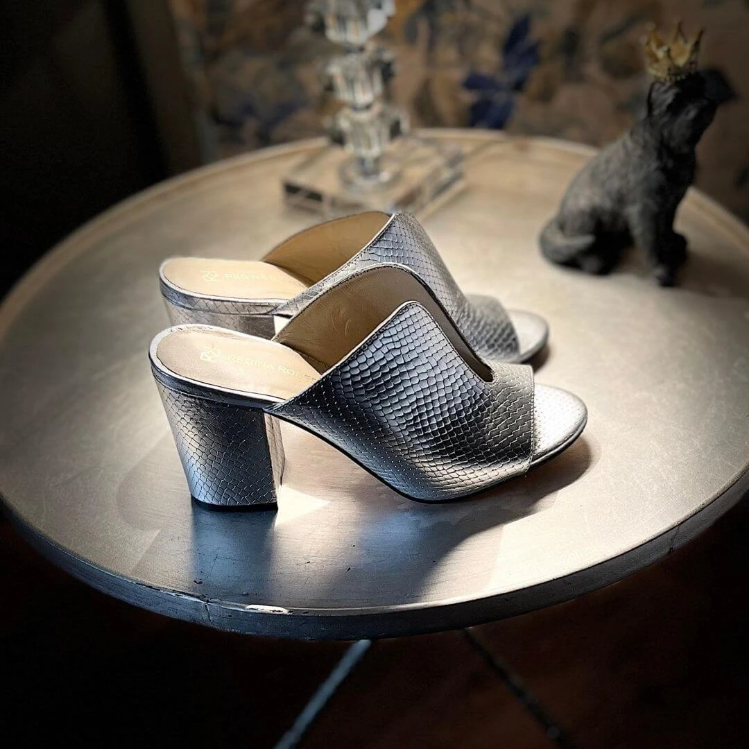 PELTZ 75 - Plata Regina Romero Zapato Sandalia Zapatilla Tacon Alto Para Dama En Piel 2 PELTZ 75 - Plata Regina Romero Zapato Sandalia Zapatilla Tacon Alto Para Dama En Piel - Imagen 2