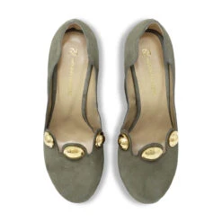 ROXANNE 135 - Ante Verde Regina Romero Zapato Plataforma Tacon Alto Para Dama En Piel -Reginaromero Tienda de ventas Regina Romero zapatilla plataforma Roxanne ante sage piel 2