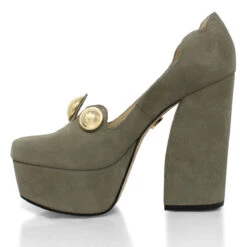 ROXANNE 135 - Ante Verde Regina Romero Zapato Plataforma Tacon Alto Para Dama En Piel -Reginaromero Tienda de ventas Regina Romero zapatilla plataforma Roxanne ante sage piel 4