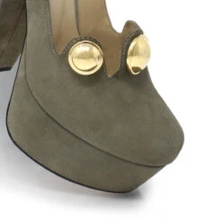 ROXANNE 135 - Ante Verde Regina Romero Zapato Plataforma Tacon Alto Para Dama En Piel -Reginaromero Tienda de ventas Regina Romero zapatilla plataforma Roxanne ante sage piel 6