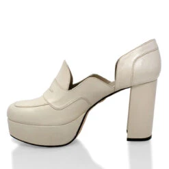 JOY 95 - Blanco Regina Romero Zapato Zapatilla Tacon Alto Para Dama En Piel -Reginaromero Tienda de ventas Regina Romero zapatilla plataforma mocasin Joy blanco piel 4