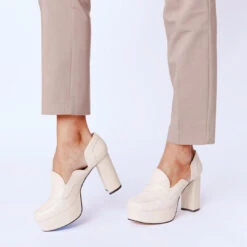 JOY 95 - Blanco Regina Romero Zapato Zapatilla Tacon Alto Para Dama En Piel -Reginaromero Tienda de ventas Regina Romero zapatilla plataforma mocasin Joy blanco piel 8