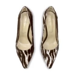 GEMA 75 - Cafe Print Regina Romero Zapato Zapatilla Tacon Alto Para Dama En Piel -Reginaromero Tienda de ventas Regina Romero zapatilla pump Gema print cafe 2