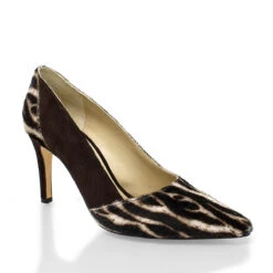 GEMA 75 - Cafe Print Regina Romero Zapato Zapatilla Tacon Alto Para Dama En Piel -Reginaromero Tienda de ventas Regina Romero zapatilla pump Gema print cafe 3