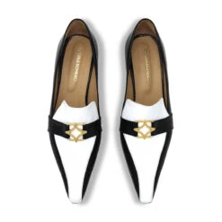 LONDON 60 - Negro Y Blanco Regina Romero Zapato Zapatilla Tacon Bajo Para Dama En Piel -Reginaromero Tienda de ventas Regina Romero zapatilla pump London negro blanco piel 2