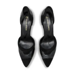RANIA 75 - Negro Regina Romero Zapato Zapatilla Tacon Alto Para Dama En Piel -Reginaromero Tienda de ventas Regina Romero zapatilla pump Rania croco ante negro piel 2