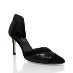 RANIA 75 - Negro Regina Romero Zapato Zapatilla Tacon Alto Para Dama En Piel -Reginaromero Tienda de ventas Regina Romero zapatilla pump Rania croco ante negro piel 3