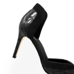 RANIA 75 - Negro Regina Romero Zapato Zapatilla Tacon Alto Para Dama En Piel -Reginaromero Tienda de ventas Regina Romero zapatilla pump Rania croco ante negro piel 5