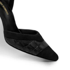 RANIA 75 - Negro Regina Romero Zapato Zapatilla Tacon Alto Para Dama En Piel -Reginaromero Tienda de ventas Regina Romero zapatilla pump Rania croco ante negro piel 6