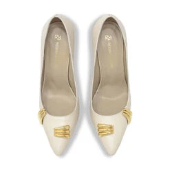 RENI 105 - Latte Regina Romero Zapato Zapatilla Tacon Alto Para Dama En Piel -Reginaromero Tienda de ventas Regina Romero zapatilla pump Reni charol latte piel 2