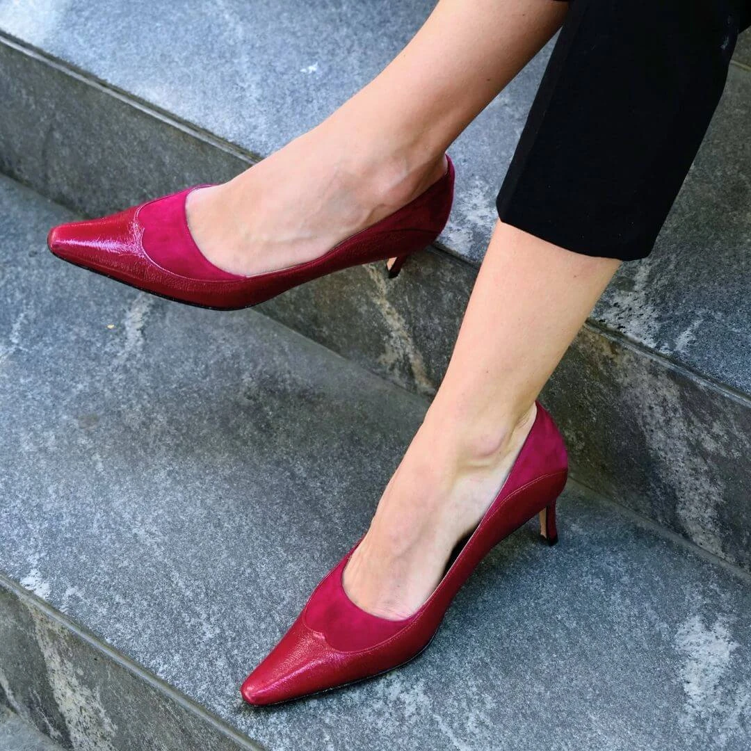 RICCARDI 60 - Lipstick Rosa Regina Romero Zapato Zapatilla Tacon Bajo Para Dama En Piel 2 RICCARDI 60 - Lipstick Rosa Regina Romero Zapato Zapatilla Tacon Bajo Para Dama En Piel - Imagen 2