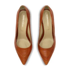 ROUS 75 - Tan Regina Romero Zapato Zapatilla Tacon Alto Para Dama En Piel -Reginaromero Tienda de ventas Regina Romero zapatilla pump Rous cafe piel 2