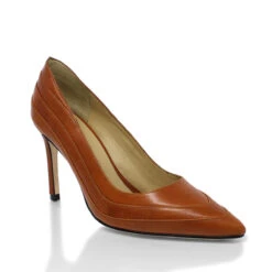 ROUS 75 - Tan Regina Romero Zapato Zapatilla Tacon Alto Para Dama En Piel -Reginaromero Tienda de ventas Regina Romero zapatilla pump Rous cafe piel 3