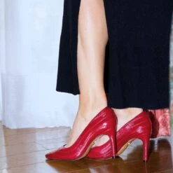 ROUS 75 - Lipstick Rosa Regina Romero Zapato Zapatilla Tacon Alto Para Dama En Piel -Reginaromero Tienda de ventas Regina Romero zapatilla pump Rous charol rosa 13