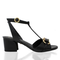 ARIZONA 55 - Negro Regina Romero Zapato Sandalia Zapatilla Tacon Bajo Para Dama En Piel