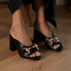 BASS 75 - Negro Regina Romero Zapato Sandalia Zapatilla Tacon Alto Para Dama En Piel -Reginaromero Tienda de ventas Regina Romero zapatilla sandalia Bass negro piel 6