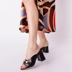 BASS 75 - Negro Regina Romero Zapato Sandalia Zapatilla Tacon Alto Para Dama En Piel -Reginaromero Tienda de ventas Regina Romero zapatilla sandalia Bass negro piel 8