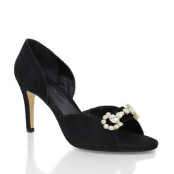 BELLINI 85 - Ante Negro Regina Romero Zapato Sandalia Zapatilla Tacon Alto Para Dama En Piel -Reginaromero Tienda de ventas Regina Romero zapatilla sandalia Bellini ante negro 3