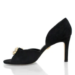 BELLINI 85 - Ante Negro Regina Romero Zapato Sandalia Zapatilla Tacon Alto Para Dama En Piel -Reginaromero Tienda de ventas Regina Romero zapatilla sandalia Bellini ante negro 4