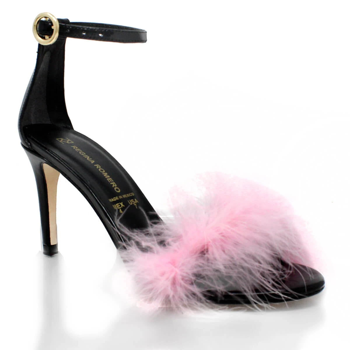 KELLY 85 - Charol Negro Y Rosa Regina Romero Zapato Sandalia Zapatilla Tacon Alto Para Dama En Piel 3 KELLY 85 - Charol Negro Y Rosa Regina Romero Zapato Sandalia Zapatilla Tacon Alto Para Dama En Piel - Imagen 3