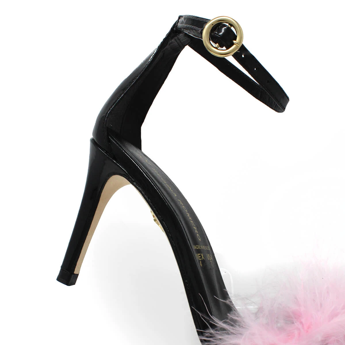 KELLY 85 - Charol Negro Y Rosa Regina Romero Zapato Sandalia Zapatilla Tacon Alto Para Dama En Piel 7 KELLY 85 - Charol Negro Y Rosa Regina Romero Zapato Sandalia Zapatilla Tacon Alto Para Dama En Piel - Imagen 7