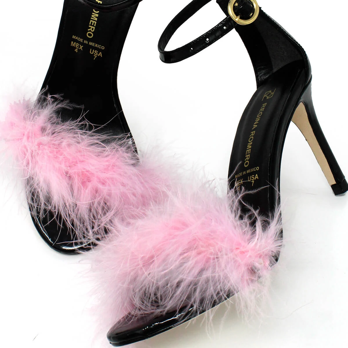 KELLY 85 - Charol Negro Y Rosa Regina Romero Zapato Sandalia Zapatilla Tacon Alto Para Dama En Piel 8 KELLY 85 - Charol Negro Y Rosa Regina Romero Zapato Sandalia Zapatilla Tacon Alto Para Dama En Piel - Imagen 8