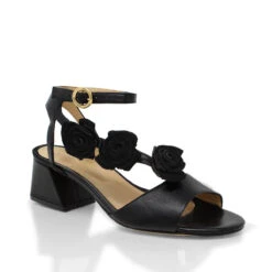 MIRACLE 50 - Negro Regina Romero Zapato Sandalia Zapatilla Tacon Bajo Para Dama En Piel -Reginaromero Tienda de ventas Regina Romero zapatilla sandalia MIracle negro ante piel 3