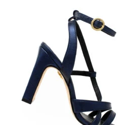 PIA 100 - Azul Metalico Regina Romero Zapato Sandalia Zapatilla Tacon Alto Para Dama En Piel -Reginaromero Tienda de ventas Regina Romero zapatilla sandalia Pia azul metalico piel 5