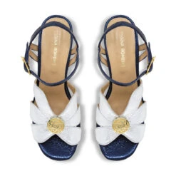 TRIXIE 95 - Azul Metalico Regina Romero Zapato Zapatilla Tacon Alto Para Dama En Piel -Reginaromero Tienda de ventas Regina Romero zapatilla sandalia Trixie plata marino piel 2