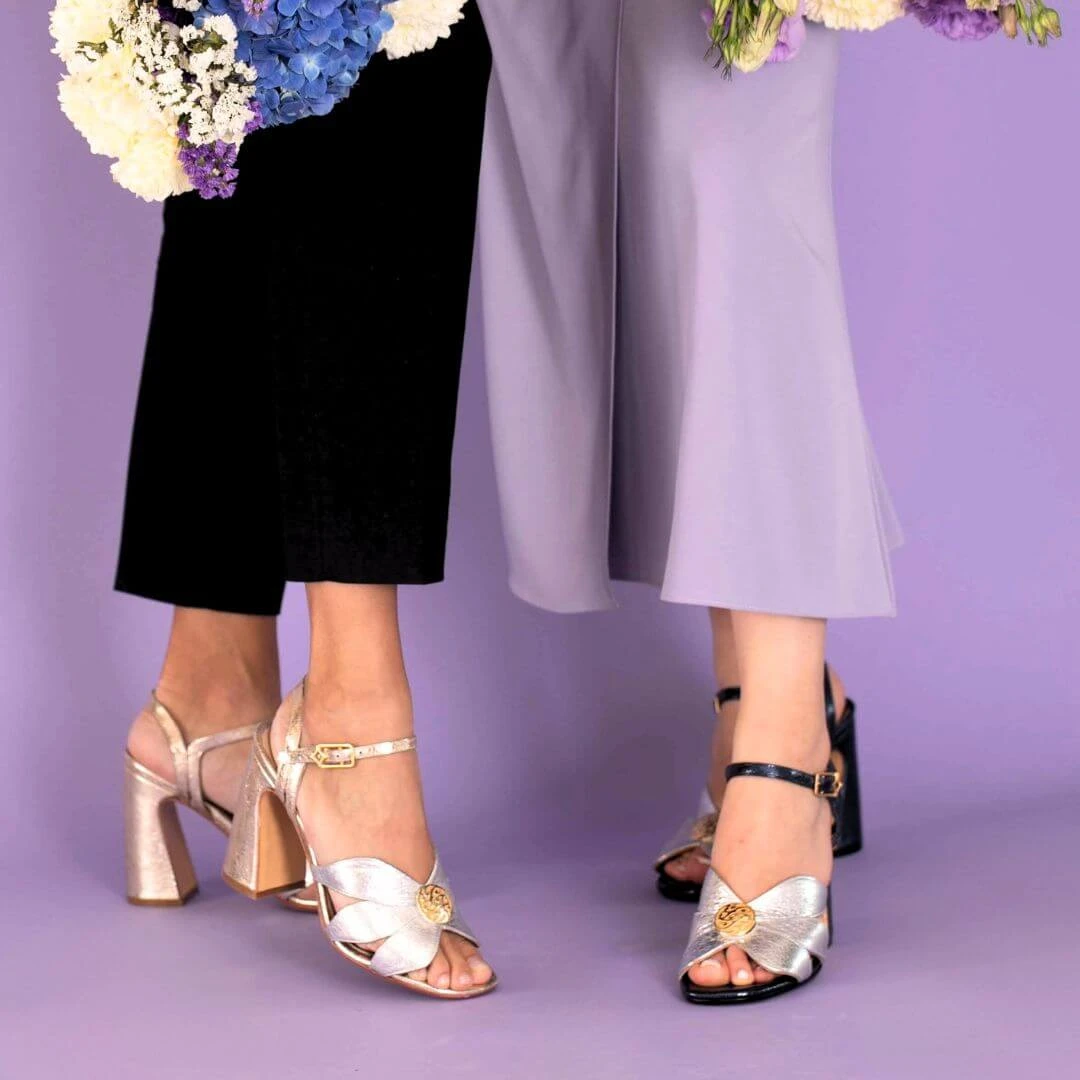 TRIXIE 95 - Oro Y Plata Regina Romero Zapato Zapatilla Tacon Alto Para Dama En Piel 3 TRIXIE 95 - Oro Y Plata Regina Romero Zapato Zapatilla Tacon Alto Para Dama En Piel - Imagen 3