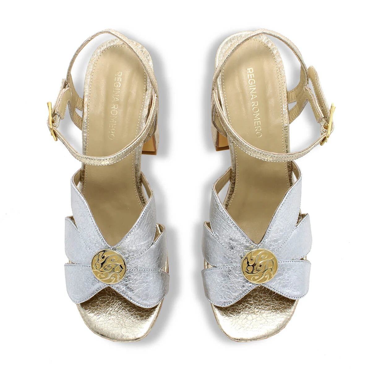 TRIXIE 95 - Oro Y Plata Regina Romero Zapato Zapatilla Tacon Alto Para Dama En Piel 8 TRIXIE 95 - Oro Y Plata Regina Romero Zapato Zapatilla Tacon Alto Para Dama En Piel - Imagen 8