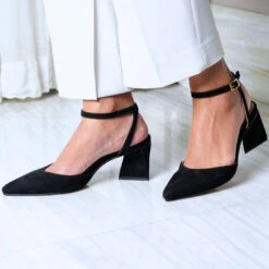 URSULA 50 - Ante Negro Regina Romero Zapato Zapatilla Tacon Bajo Para Dama En Piel -Reginaromero Tienda de ventas Regina Romero zapatilla sandalia Ursula ante negro 6