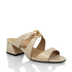 VINCI 50 - Beige Regina Romero Zapato Sandalia Zapatilla Tacon Bajo Para Dama En Piel -Reginaromero Tienda de ventas Regina Romero zapatilla sandalia Vinci beige piel 3