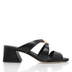 VINCI 50 - Negro Regina Romero Zapato Sandalia Zapatilla Tacon Bajo Para Dama En Piel