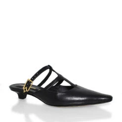 SILVIA 30 - Negro Regina Romero Zapato Zapatilla Tacon Bajo Para Dama En Piel -Reginaromero Tienda de ventas Regina Romero zapatilla sandalia kitten Silvia negro piel 3