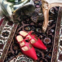 SILVIA 30 - Rojo Regina Romero Zapato Zapatilla Tacon Bajo Para Dama En Piel -Reginaromero Tienda de ventas Regina Romero zapatilla sandalia kitten Silvia rojo piel 11