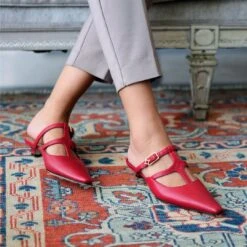 SILVIA 30 - Rojo Regina Romero Zapato Zapatilla Tacon Bajo Para Dama En Piel -Reginaromero Tienda de ventas Regina Romero zapatilla sandalia kitten Silvia rojo piel 12