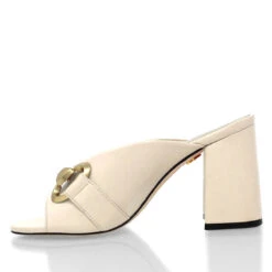 BASS 75 - Latte Regina Romero Zapato Sandalia Zapatilla Tacon Alto Para Dama En Piel -Reginaromero Tienda de ventas Regina Romero zapatilla sandalia mule Bass blanco piel 4