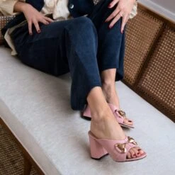 BASS 75 - Rosa Claro Regina Romero Zapato Sandalia Zapatilla Tacon Alto Para Dama En Piel -Reginaromero Tienda de ventas Regina Romero zapatilla sandalia mule Bass rosa claro piel 9