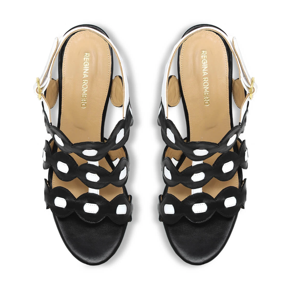 AGNI 135 - Negro Y Blanco Regina Romero Zapato Sandalia Plataforma Tacon Alto Para Dama En Piel 7 AGNI 135 - Negro Y Blanco Regina Romero Zapato Sandalia Plataforma Tacon Alto Para Dama En Piel - Imagen 7