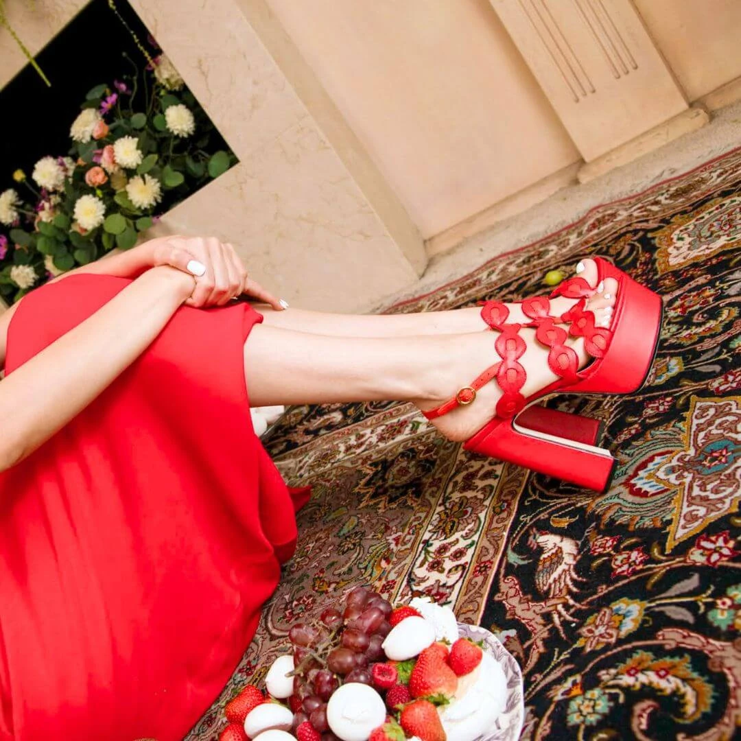 AGNI 135 - Rojo Y Naranja Regina Romero Zapato Sandalia Plataforma Tacon Alto Para Dama En Piel 4 AGNI 135 - Rojo Y Naranja Regina Romero Zapato Sandalia Plataforma Tacon Alto Para Dama En Piel - Imagen 4