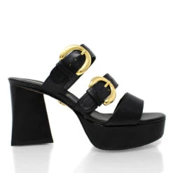 BALI 95 - Negro Regina Romero Zapato Sandalia Zapatilla Tacon Alto Para Dama En Piel