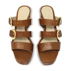 BALI 95 - Miel Regina Romero Zapato Sandalia Zapatilla Tacon Alto Para Dama En Piel -Reginaromero Tienda de ventas Regina Romero zapatilla sandalia plataforma Bali tan piel 2