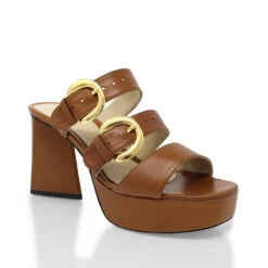 BALI 95 - Miel Regina Romero Zapato Sandalia Zapatilla Tacon Alto Para Dama En Piel -Reginaromero Tienda de ventas Regina Romero zapatilla sandalia plataforma Bali tan piel 3