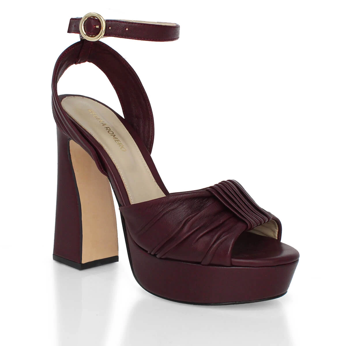 BERNADETTE 125 - Vino Regina Romero Zapato Sandalia Plataforma Tacon Alto Para Dama En Piel 5 BERNADETTE 125 - Vino Regina Romero Zapato Sandalia Plataforma Tacon Alto Para Dama En Piel - Imagen 5